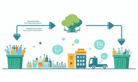 Illustration of waste collection and sorting